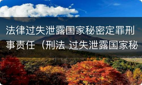 法律过失泄露国家秘密定罪刑事责任（刑法 过失泄露国家秘密罪）