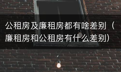 公租房及廉租房都有啥差别（廉租房和公租房有什么差别）