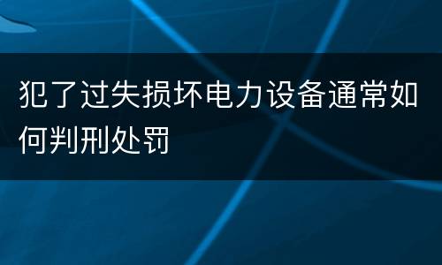 犯了过失损坏电力设备通常如何判刑处罚