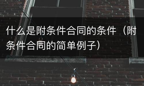 什么是附条件合同的条件（附条件合同的简单例子）