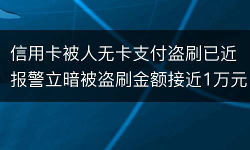 信用卡被人无卡支付盗刷已近报警立暗被盗刷金额接近1万元