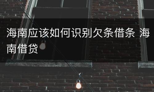 海南应该如何识别欠条借条 海南借贷