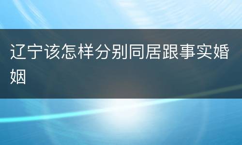 辽宁该怎样分别同居跟事实婚姻
