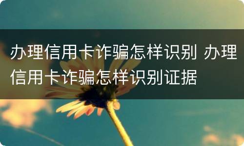 办理信用卡诈骗怎样识别 办理信用卡诈骗怎样识别证据