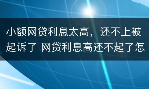 小额网贷利息太高，还不上被起诉了 网贷利息高还不起了怎么办