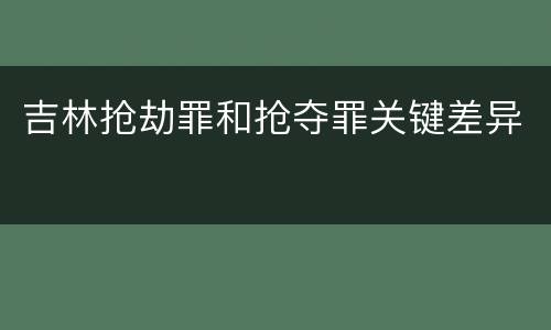 吉林抢劫罪和抢夺罪关键差异