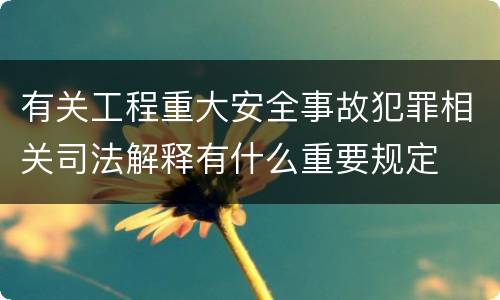 有关工程重大安全事故犯罪相关司法解释有什么重要规定