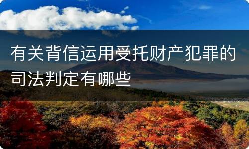 有关背信运用受托财产犯罪的司法判定有哪些