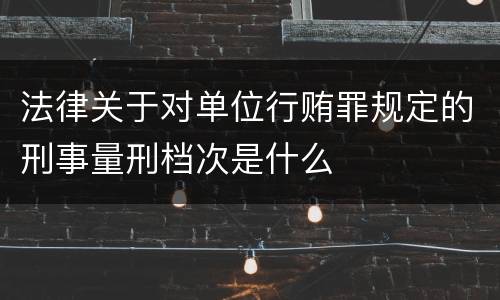法律关于对单位行贿罪规定的刑事量刑档次是什么