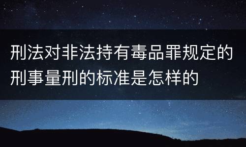 刑法对非法持有毒品罪规定的刑事量刑的标准是怎样的