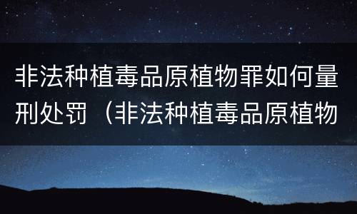 非法种植毒品原植物罪如何量刑处罚（非法种植毒品原植物罪如何量刑处罚）