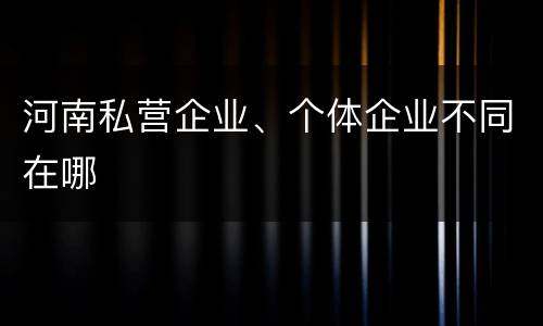 河南私营企业、个体企业不同在哪