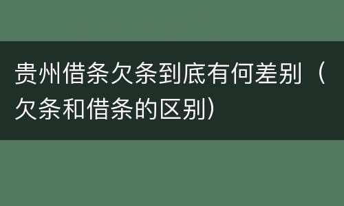 贵州借条欠条到底有何差别（欠条和借条的区别）