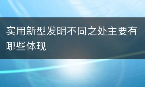 实用新型发明不同之处主要有哪些体现
