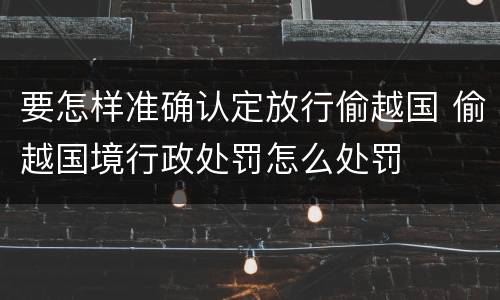 要怎样准确认定放行偷越国 偷越国境行政处罚怎么处罚