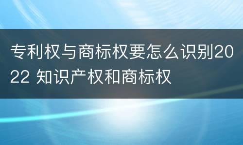 专利权与商标权要怎么识别2022 知识产权和商标权