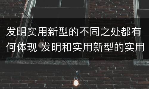 发明实用新型的不同之处都有何体现 发明和实用新型的实用性