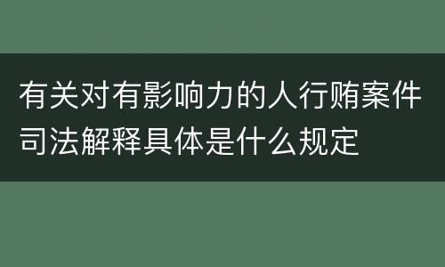有关对有影响力的人行贿案件司法解释具体是什么规定