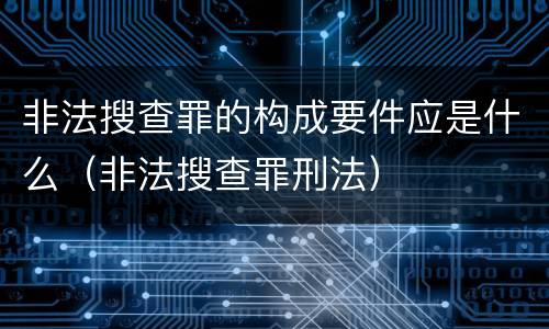非法搜查罪的构成要件应是什么（非法搜查罪刑法）