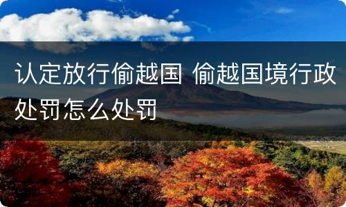 认定放行偷越国 偷越国境行政处罚怎么处罚