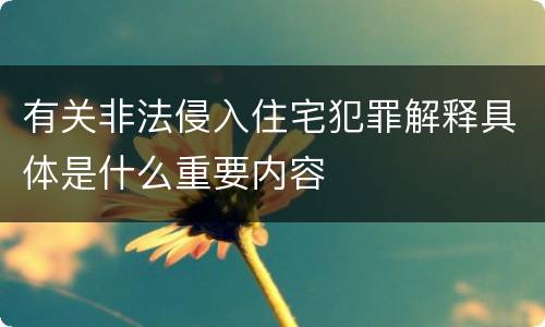有关非法侵入住宅犯罪解释具体是什么重要内容