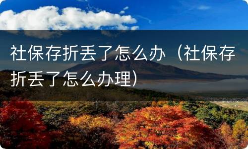 社保存折丢了怎么办（社保存折丢了怎么办理）