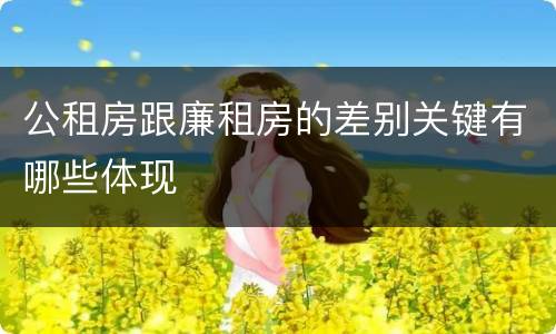 公租房跟廉租房的差别关键有哪些体现