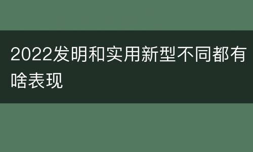 2022发明和实用新型不同都有啥表现