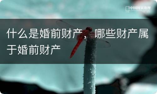 什么是婚前财产，哪些财产属于婚前财产