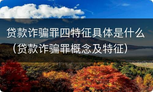 贷款诈骗罪四特征具体是什么（贷款诈骗罪概念及特征）