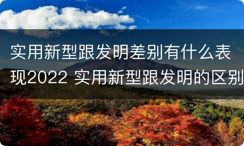 实用新型跟发明差别有什么表现2022 实用新型跟发明的区别