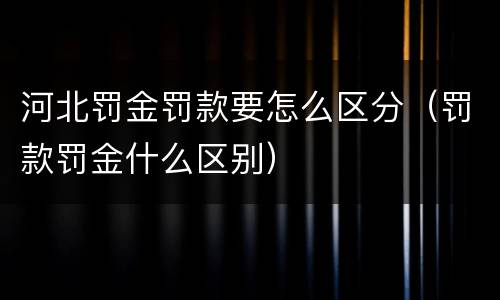 河北罚金罚款要怎么区分（罚款罚金什么区别）