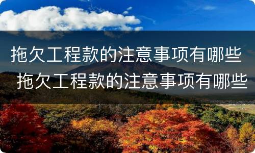 拖欠工程款的注意事项有哪些 拖欠工程款的注意事项有哪些呢