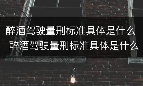 醉酒驾驶量刑标准具体是什么 醉酒驾驶量刑标准具体是什么意思