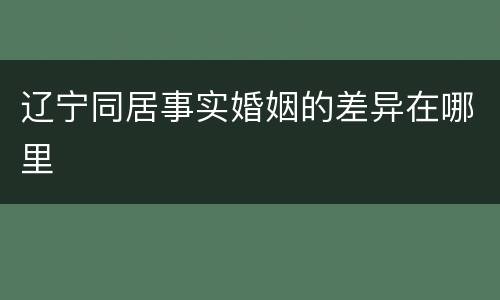 辽宁同居事实婚姻的差异在哪里