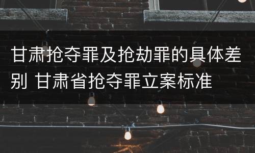 甘肃抢夺罪及抢劫罪的具体差别 甘肃省抢夺罪立案标准