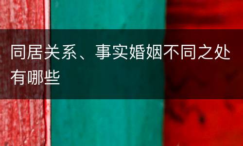 同居关系、事实婚姻不同之处有哪些