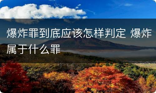 爆炸罪到底应该怎样判定 爆炸属于什么罪
