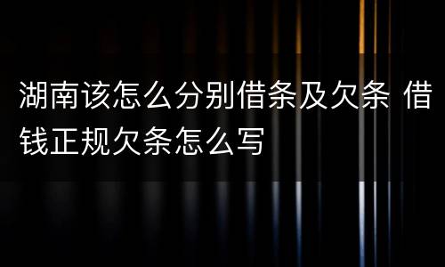 湖南该怎么分别借条及欠条 借钱正规欠条怎么写