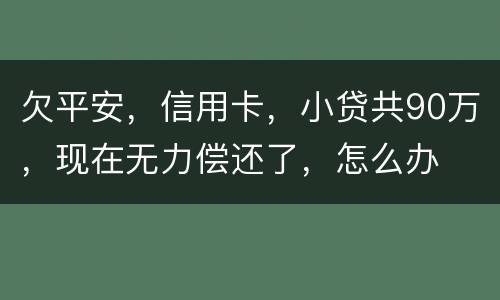 欠平安，信用卡，小贷共90万，现在无力偿还了，怎么办