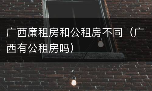 广西廉租房和公租房不同（广西有公租房吗）
