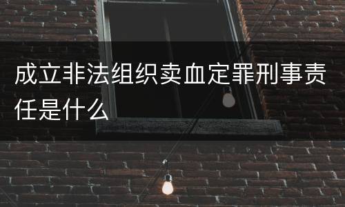 成立非法组织卖血定罪刑事责任是什么