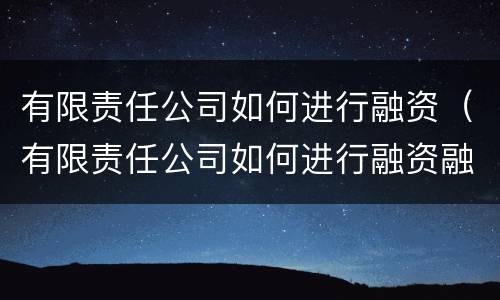 有限责任公司如何进行融资（有限责任公司如何进行融资融券）