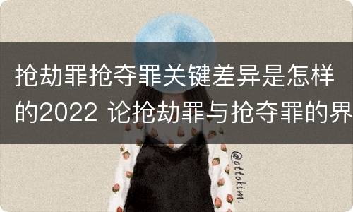 抢劫罪抢夺罪关键差异是怎样的2022 论抢劫罪与抢夺罪的界限