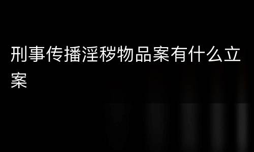 刑事传播淫秽物品案有什么立案