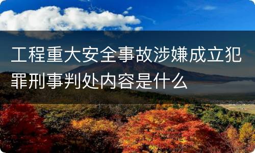 工程重大安全事故涉嫌成立犯罪刑事判处内容是什么