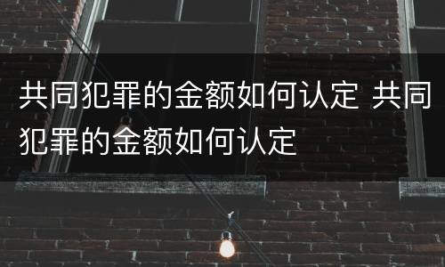 共同犯罪的金额如何认定 共同犯罪的金额如何认定