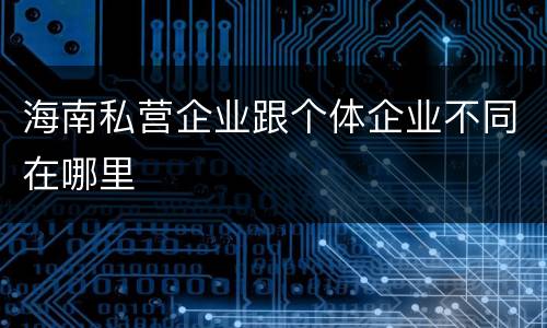 海南私营企业跟个体企业不同在哪里