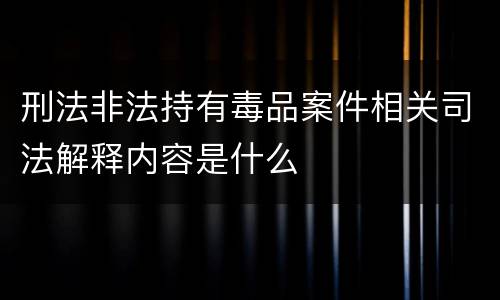 刑法非法持有毒品案件相关司法解释内容是什么