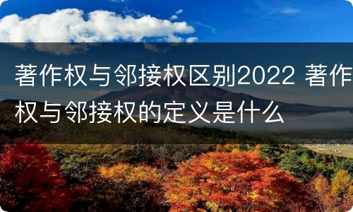 著作权与邻接权区别2022 著作权与邻接权的定义是什么